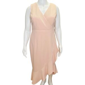 Xscape front wrap scuba crepe gown NWOT 14W in blush pink